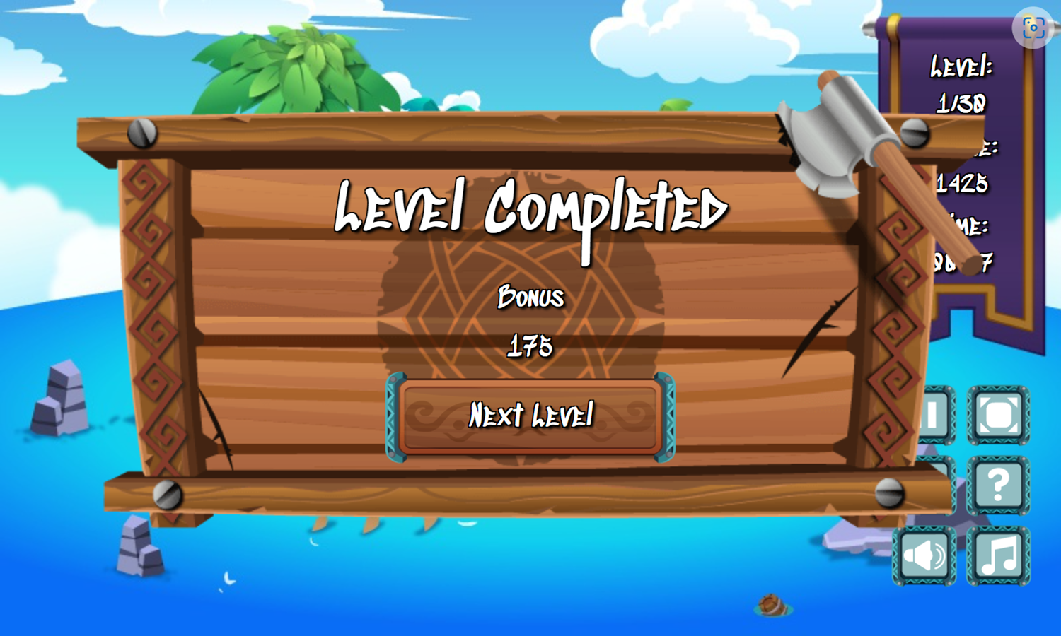 Rune Mahjongg Game Level Completed Screenshot.