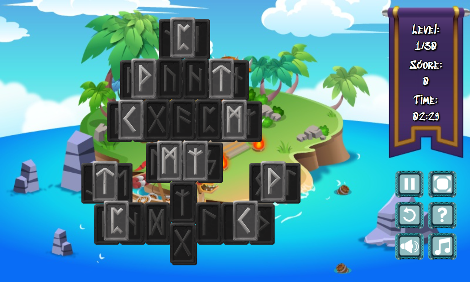 Rune Mahjongg Game Level Start Screenshot.