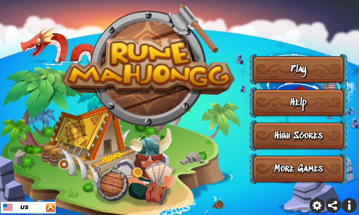 Rune Mahjongg Game Welcome Screen Screenshot.