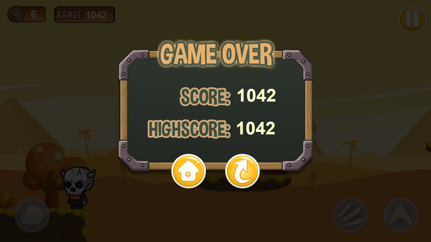 Running Pumpkin Game Over Screenshot.