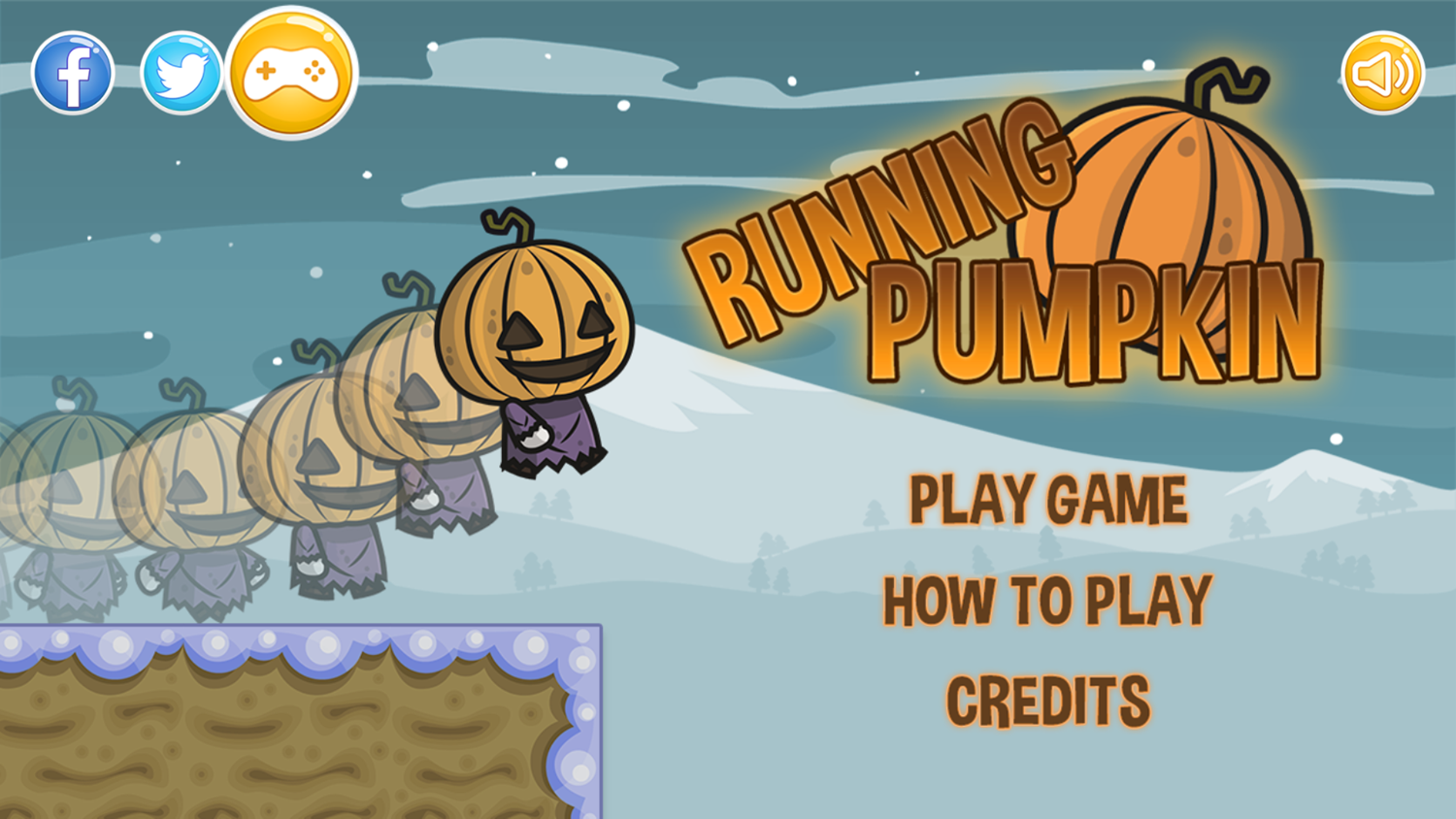 Running Pumpkin Game Welcome Screen Screenshot.