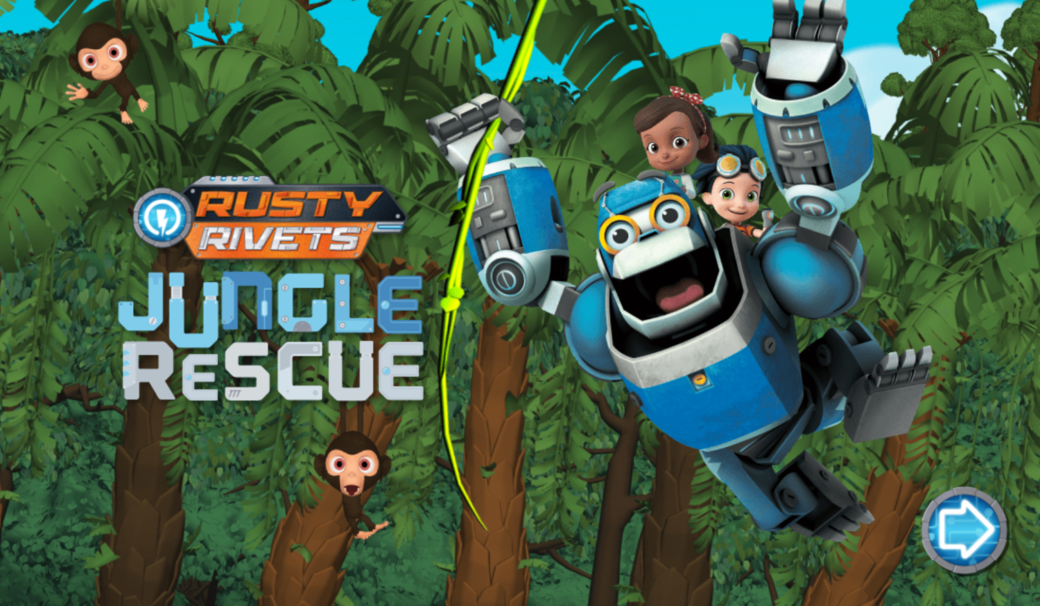 Rusty Rivets Jungle Rescue Game Welcome Screen Screenshot.