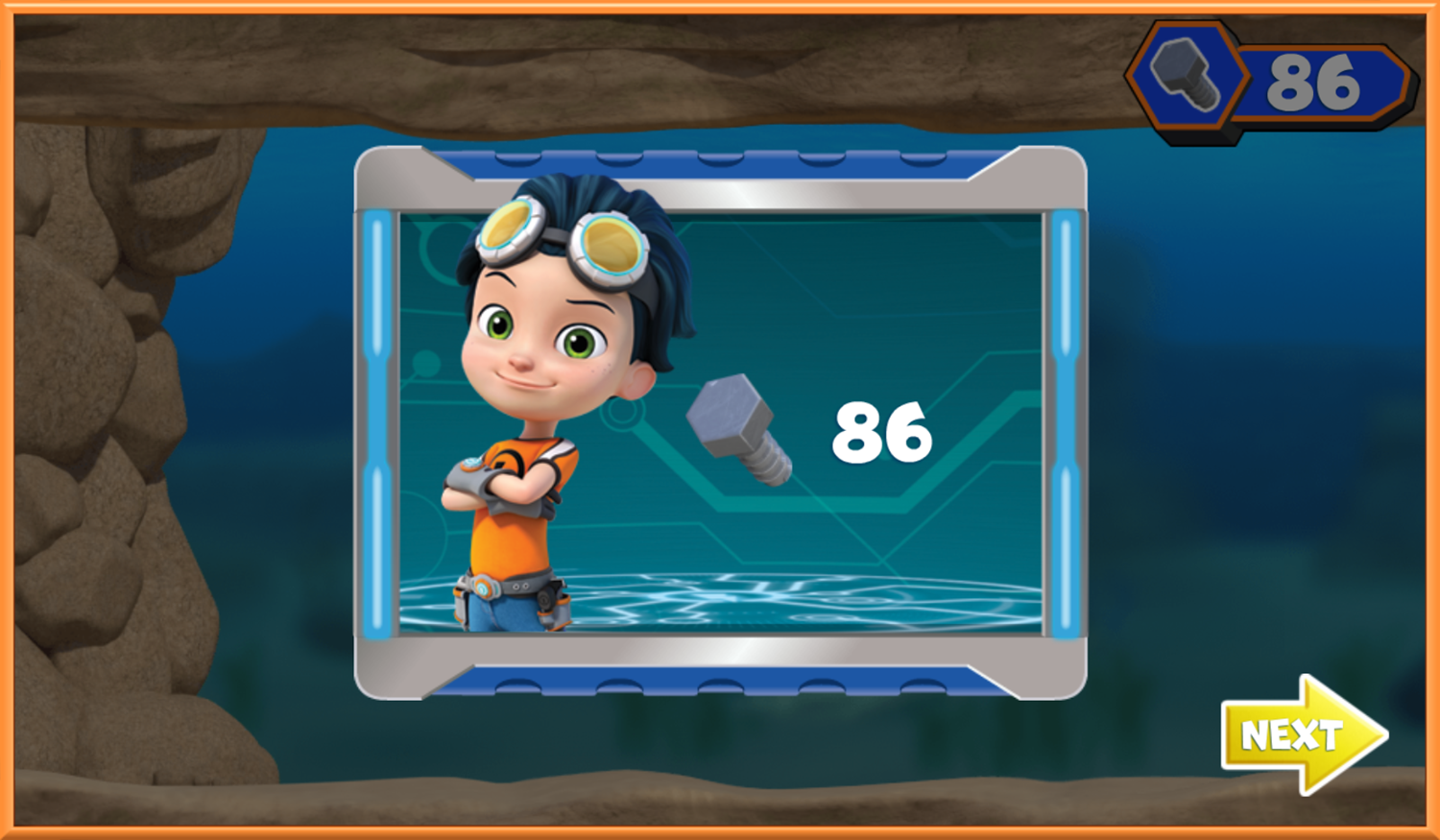 Rusty Rivets Rusty Dives In Game Level Score Screenshot.