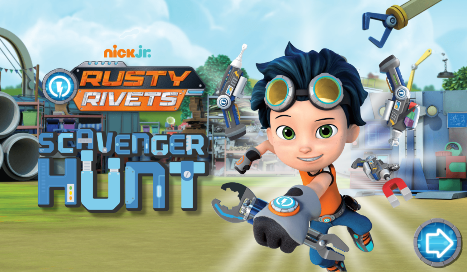 Rusty Rivets Scavenger Hunt Game Welcome Screen Screenshot.