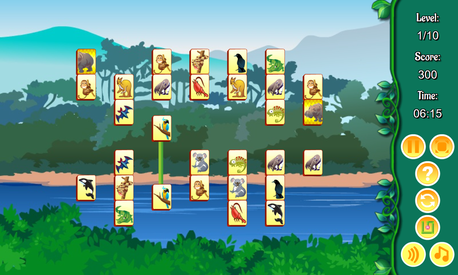 Safari Mahjong Game Play Screenshot.