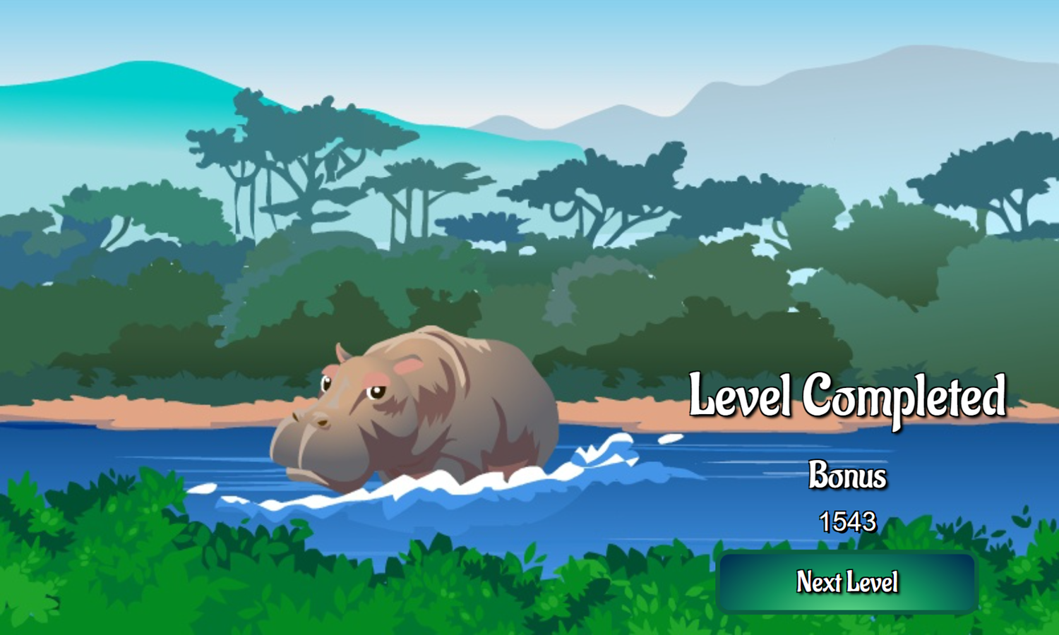 Safari Mahjong Game Level Completed Screenshot.