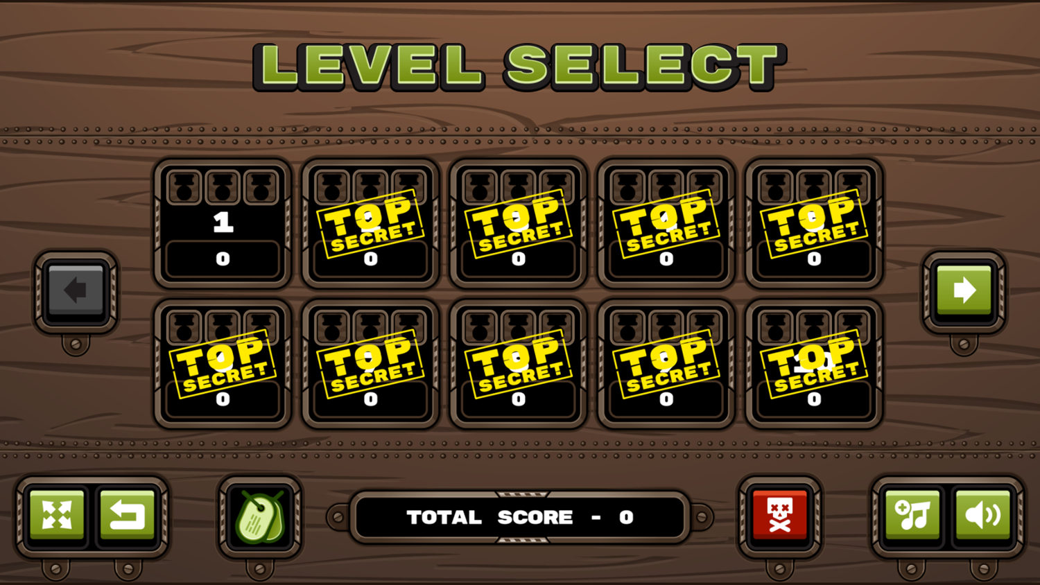 Sahara Invasion Game Level Select Screenshot.