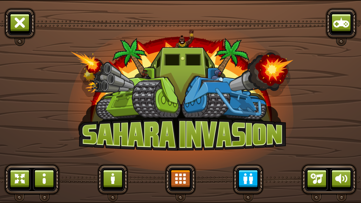 Sahara Invasion Game Welcome Screen Screenshot.