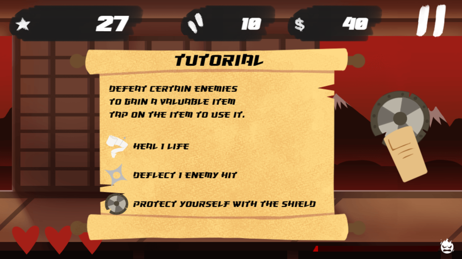 Samurai Rampage Game Extra Tips Screenshot.