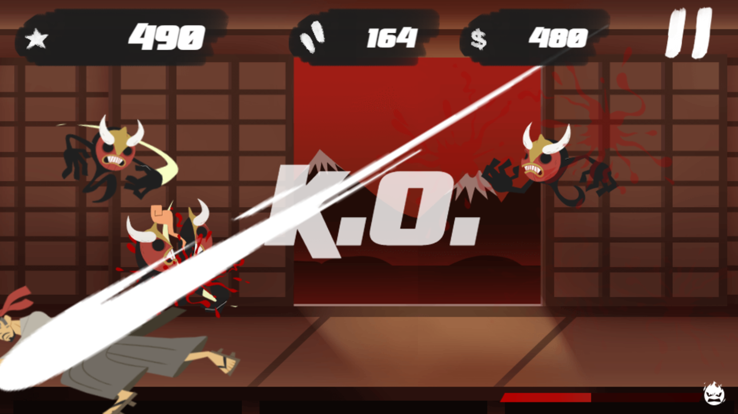 Samurai Rampage Game KO Screenshot.