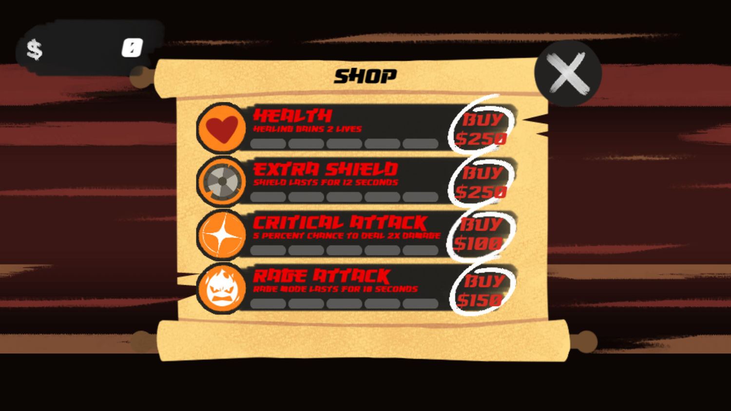 Samurai Rampage Game Shop Screenshot.