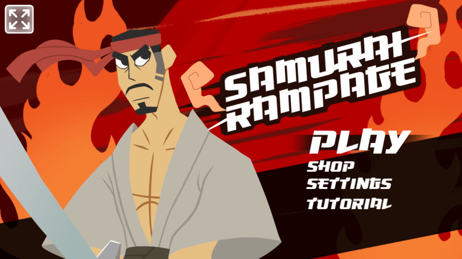 Samurai Rampage Game Welcome Screen Screenshot.