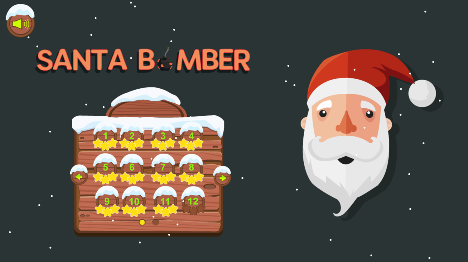 Santa Bomber 3D Level Select Screenshot.