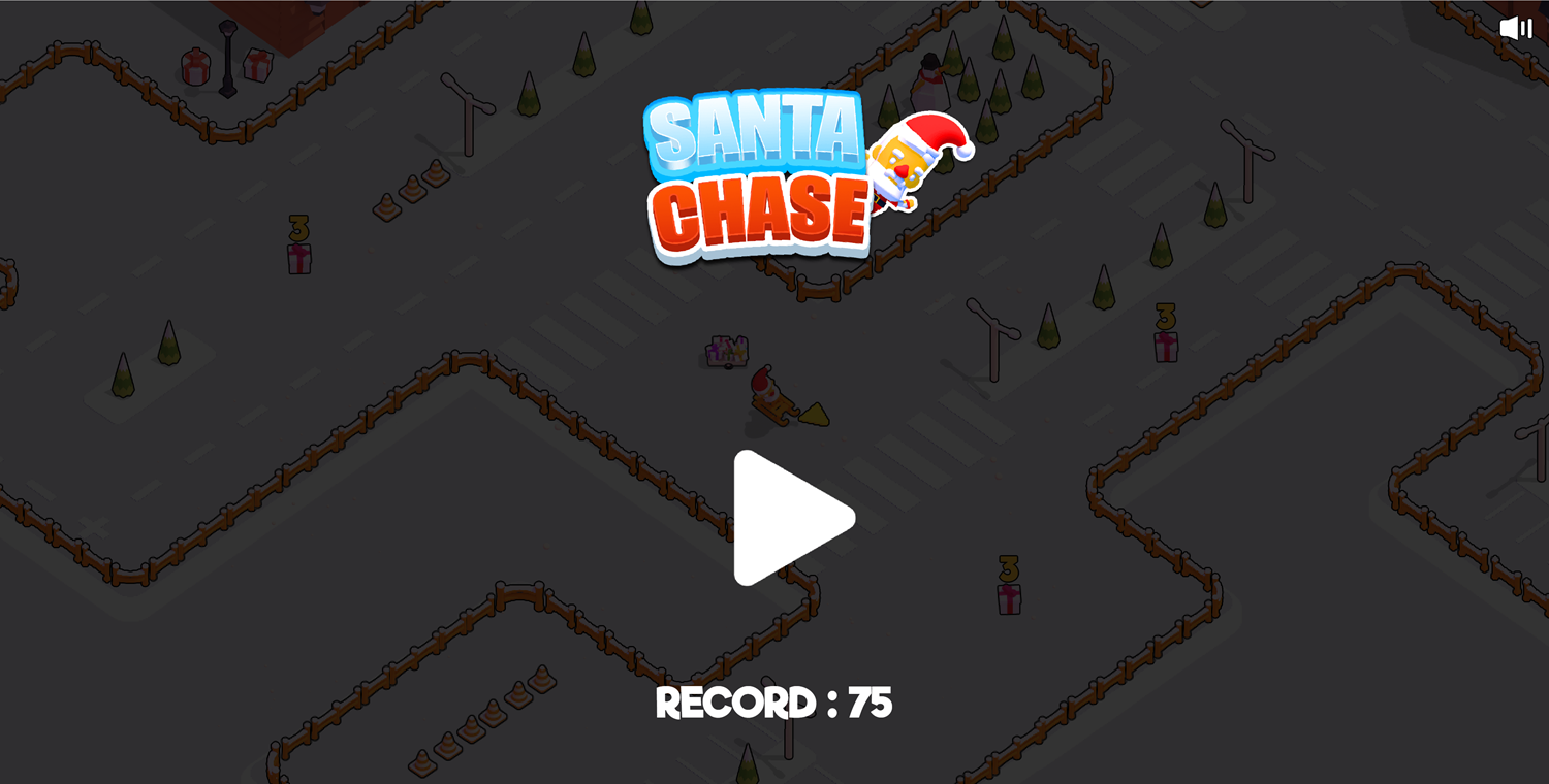 Santa Chase Game Welcome Screen Screenshot.