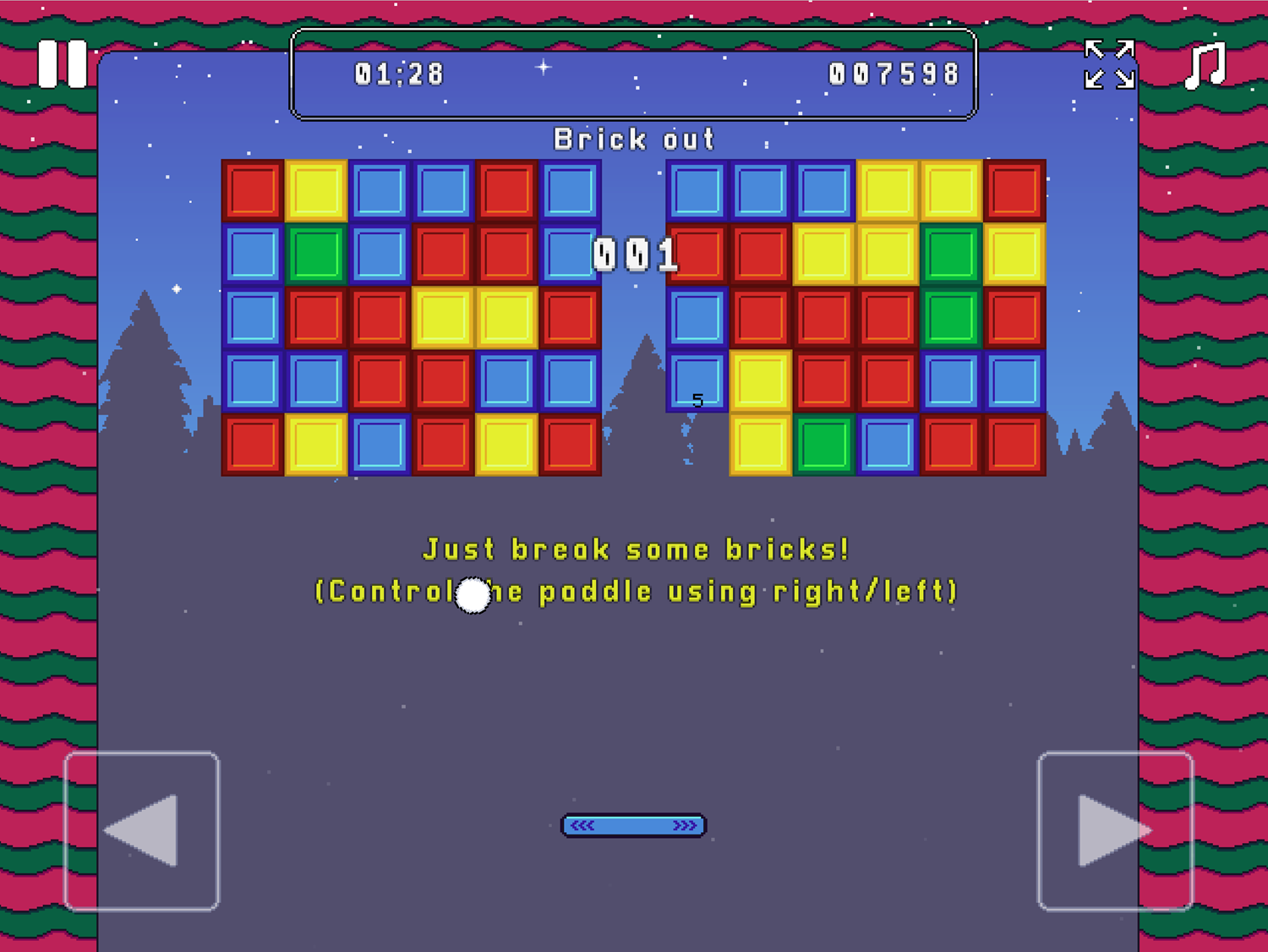 Santa Games Brick Out Bonus Level Screenshot.