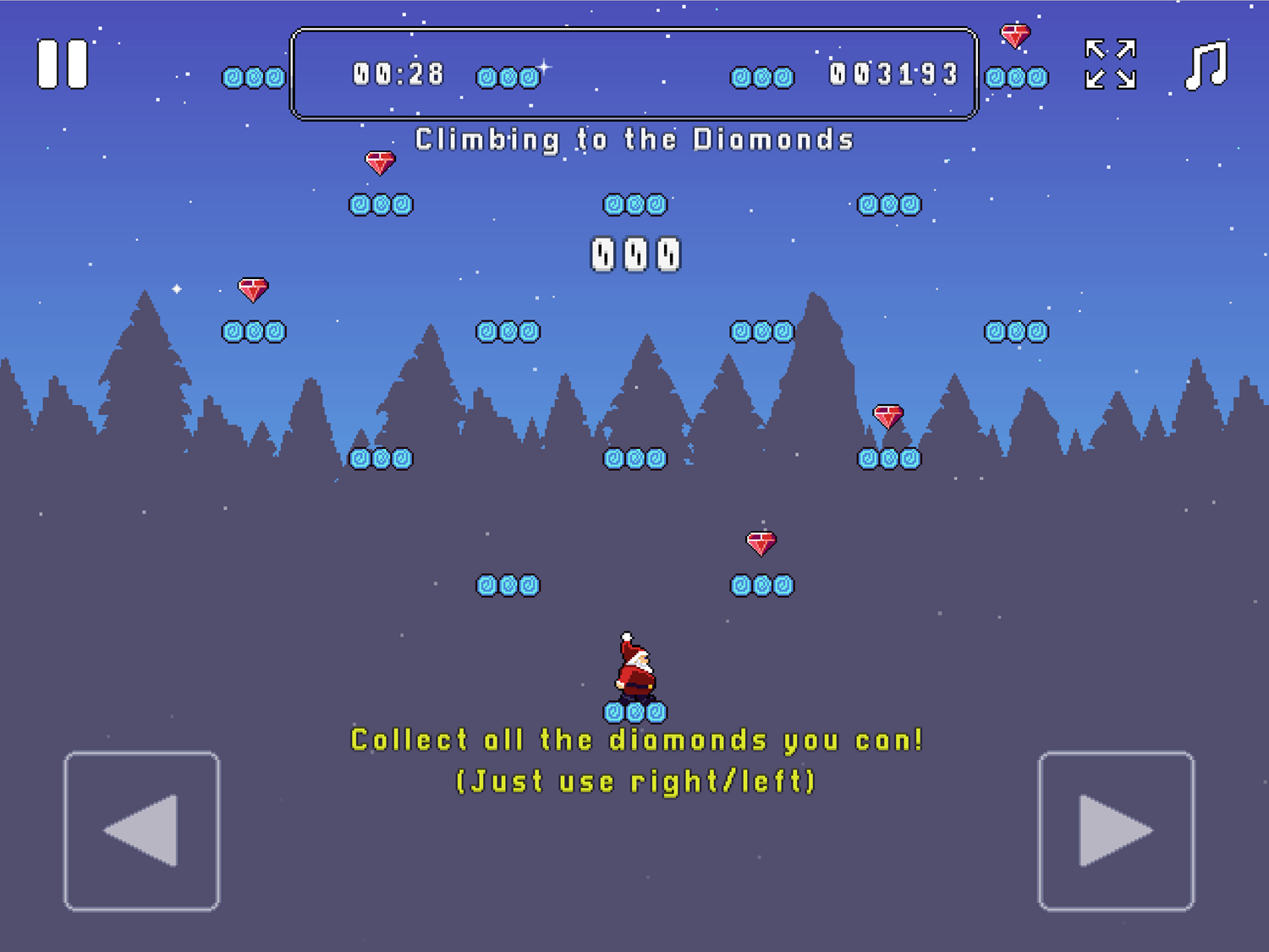 Santa Games Climbing the Diamonds Bonus Level Screenshot.