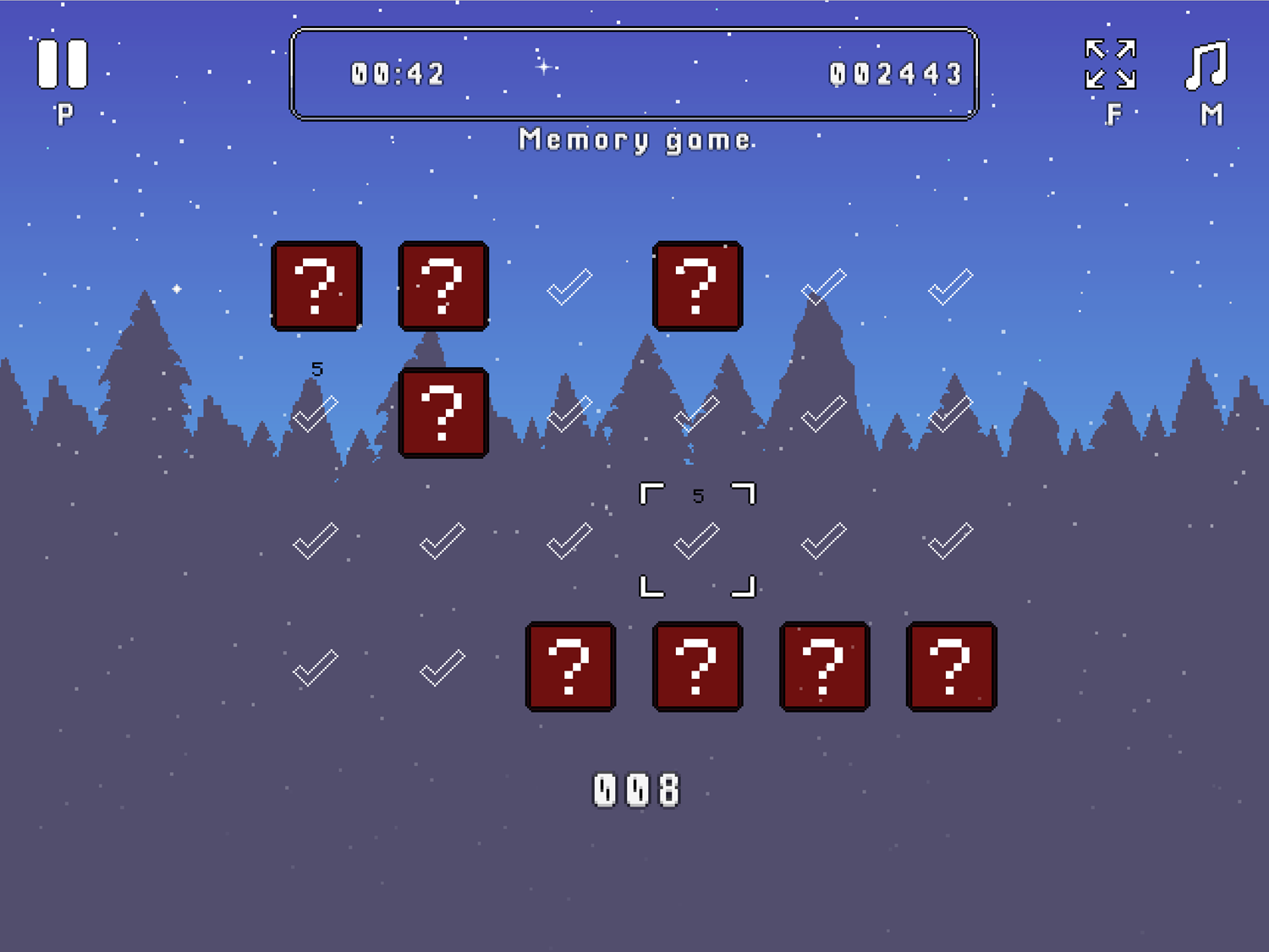 Santa Games Memory Game Gameplay Screenshot.