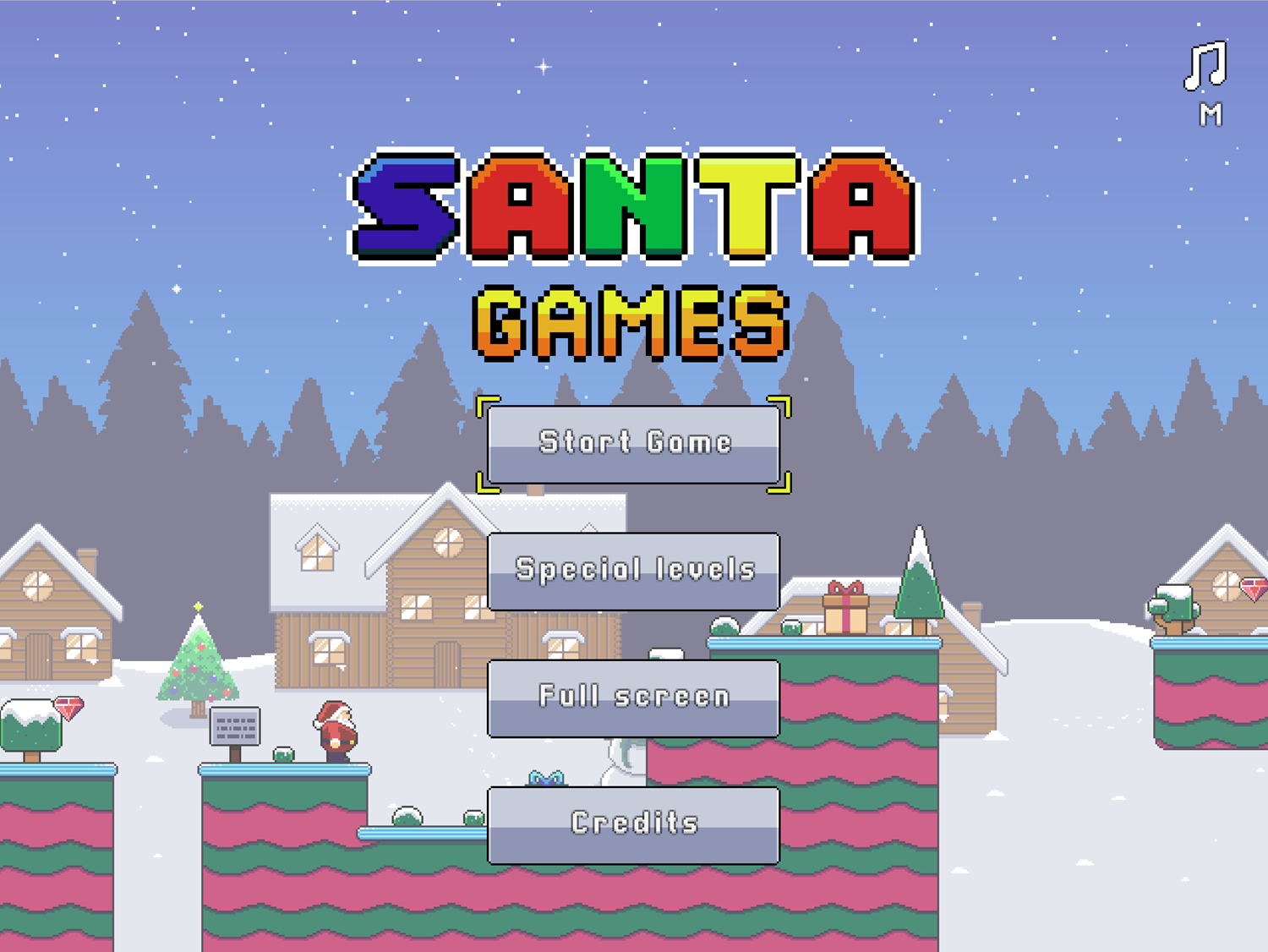 Santa Games Welcome Screen Screenshot.