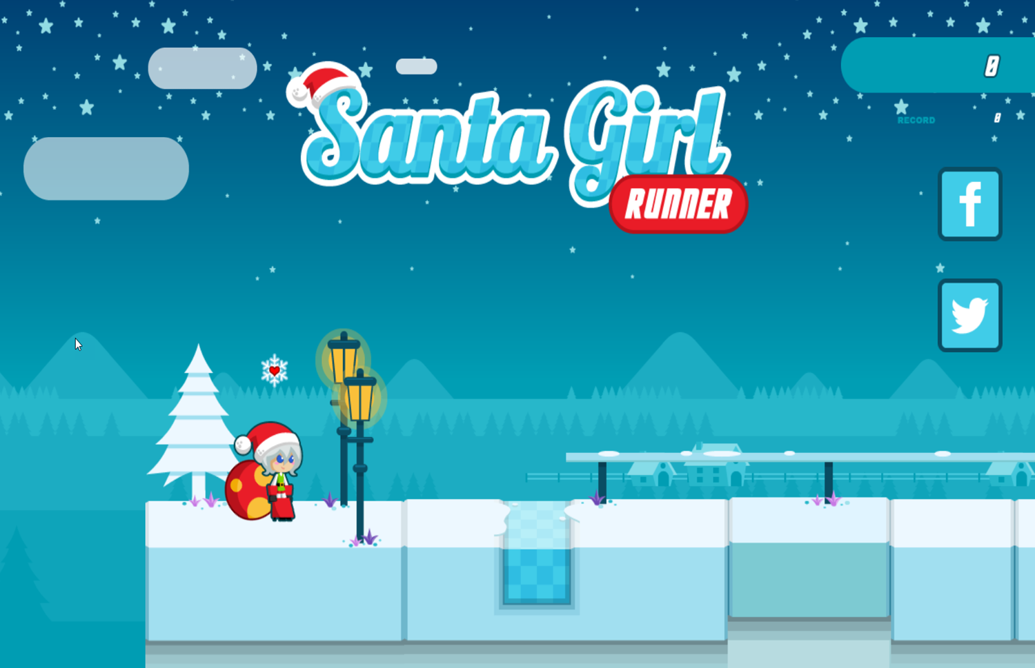 Santa Girl Runner Welcome Screen Screenshot.