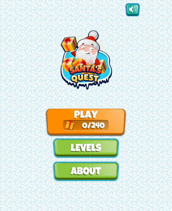 Santa Quest Game Welcome Screen Screenshot.