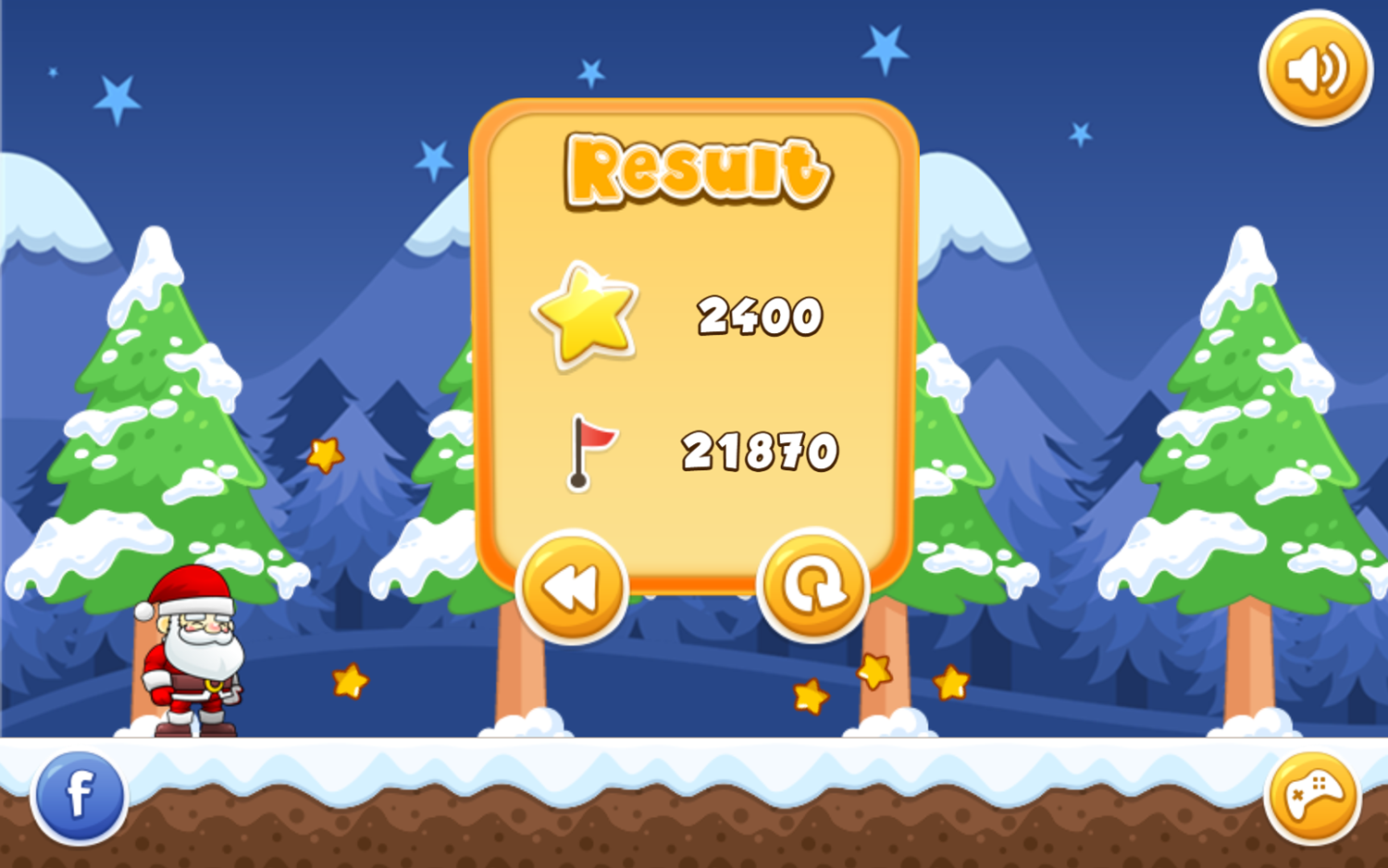 Santa Run and Jump Game Result Screenshot.