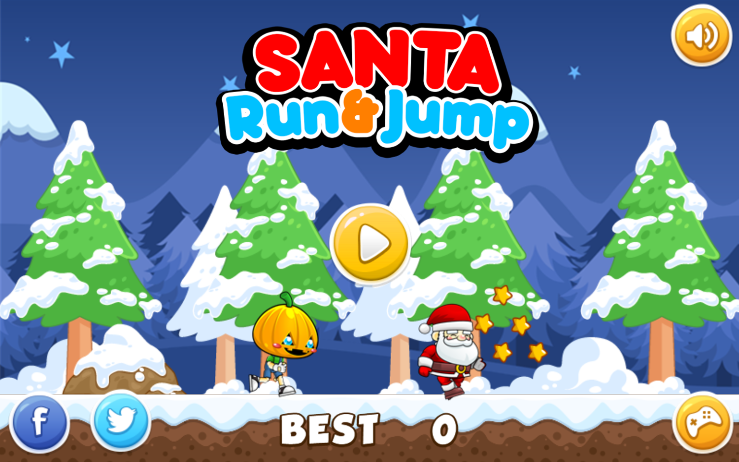 Santa Run and Jump Game Welcome Screen Screenshot.