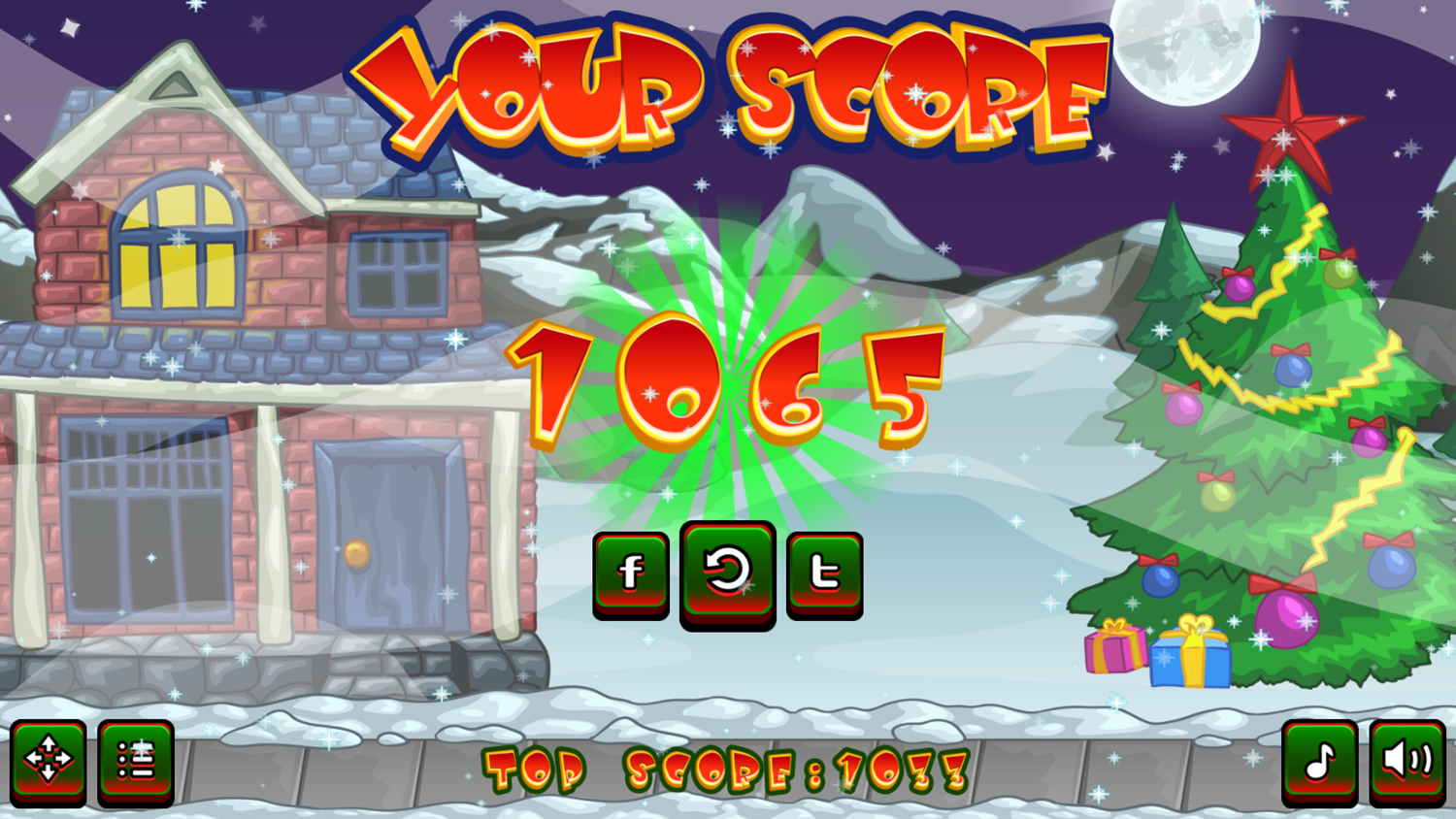 Santa Run Game Score Screenshot.