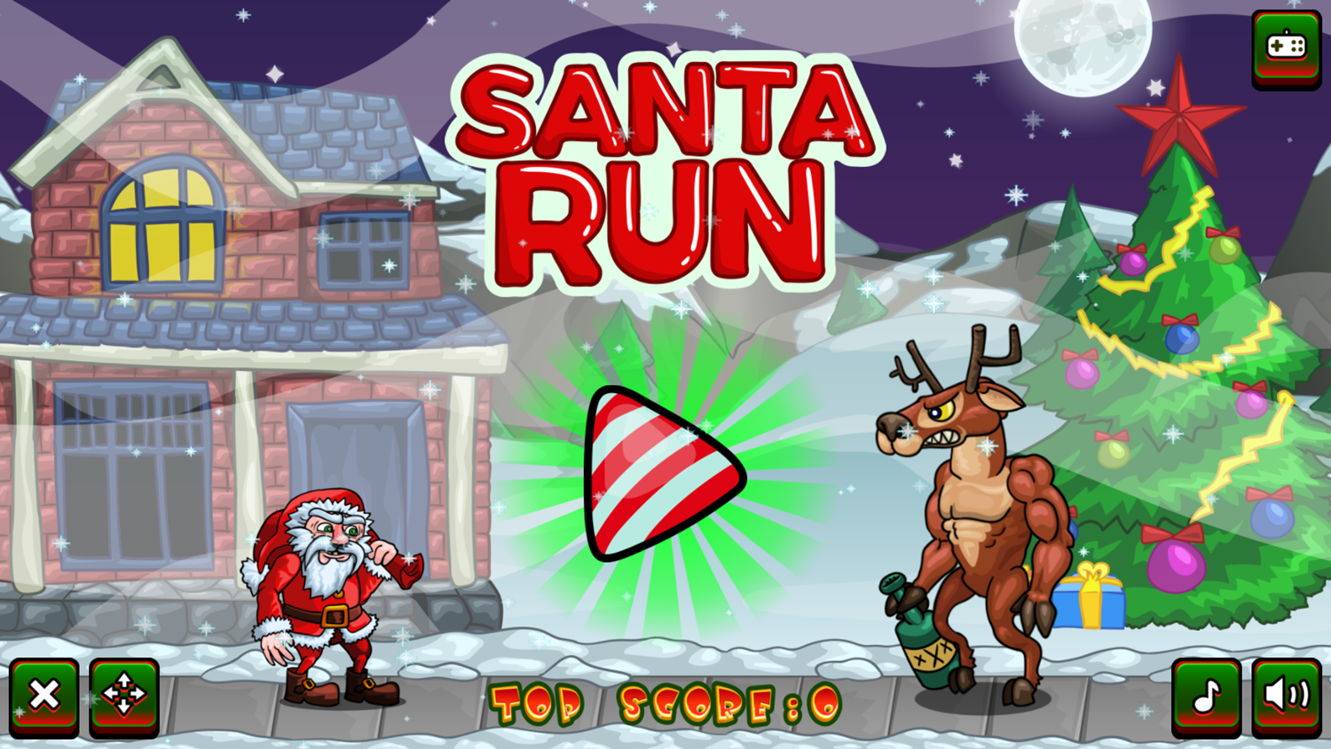 Santa Run Game Welcome Screen Screenshot.