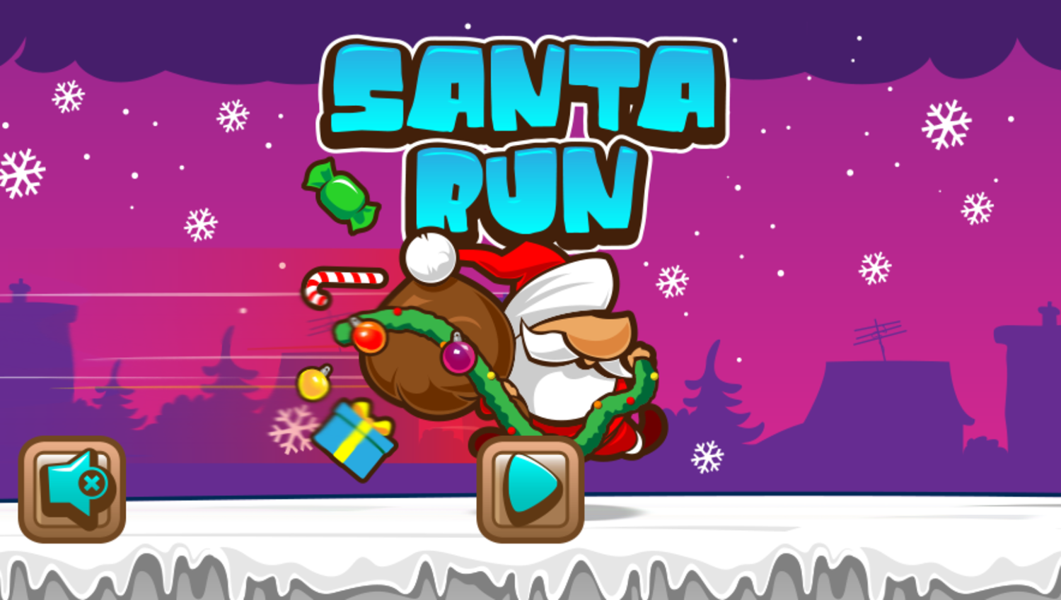 Santa Run Game Welcome Screen Screenshot.