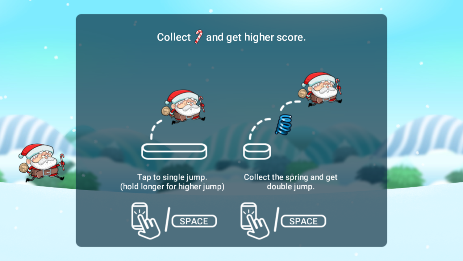 Santa Rush Game How To Play Screenshot.