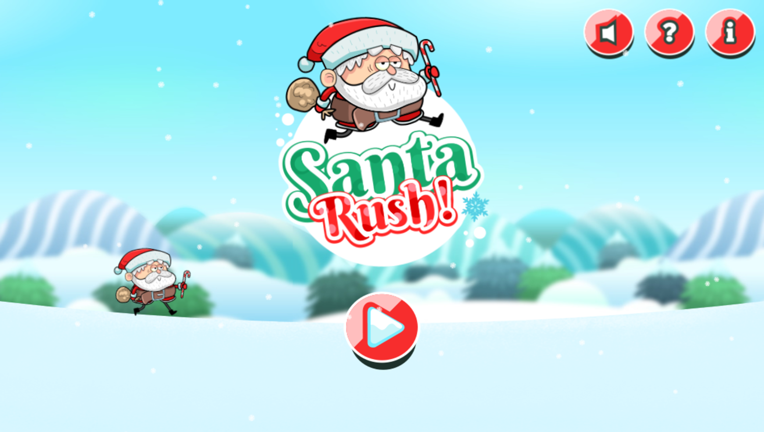 Santa Rush Game Welcome Screen Screenshot.