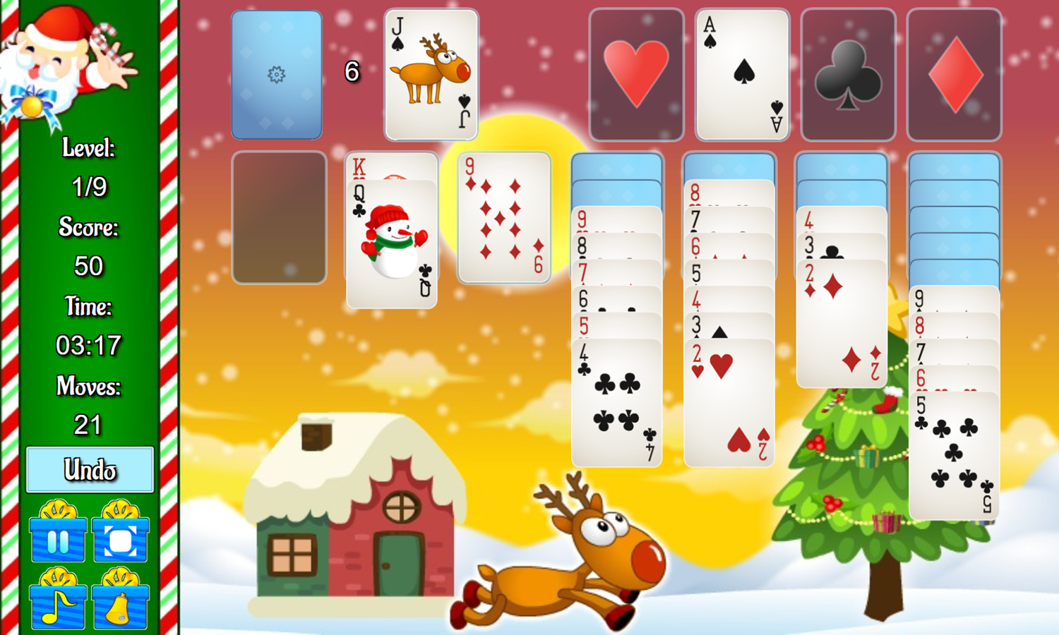 Santa Solitaire Game Play Screenshot.