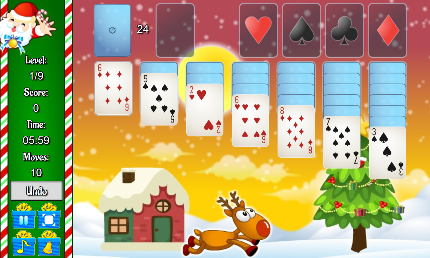 Santa Solitaire Game Start Screenshot.