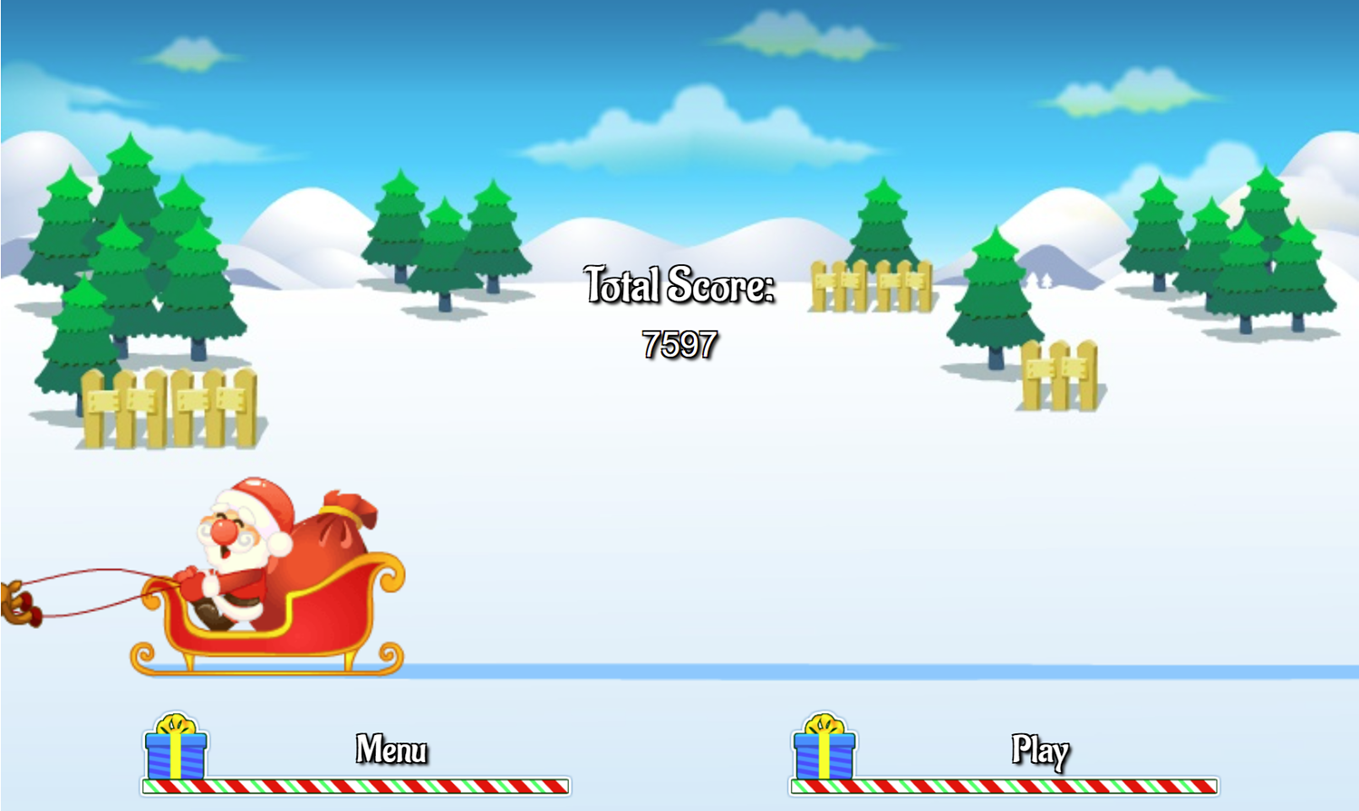 Santa Solitaire Game Santa's Sleigh Screenshot.