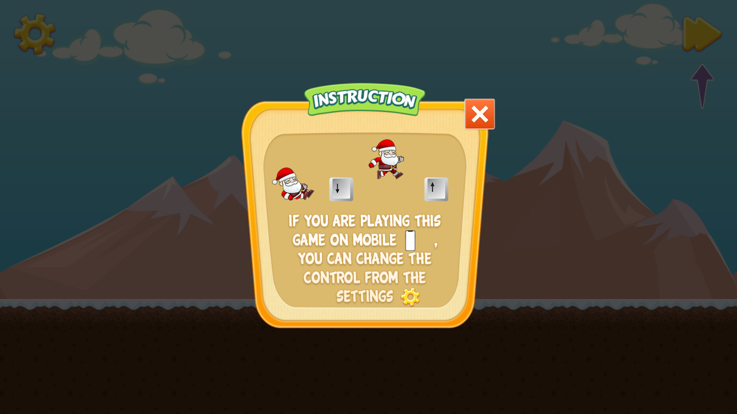 Santa's Adventure Game Instruction Screenshot.