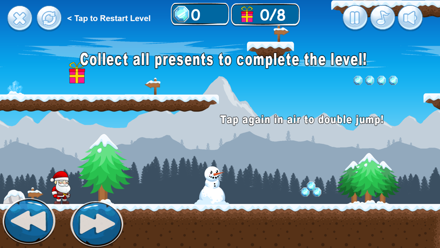 Santas Platformer Game Instructions Screenshot.