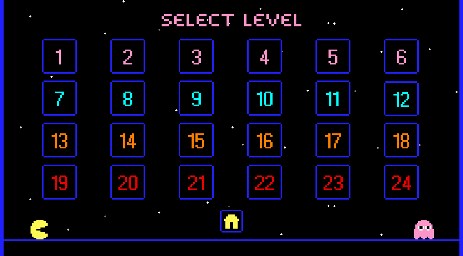 Save Pac Game Level Select Screen Screenshot.