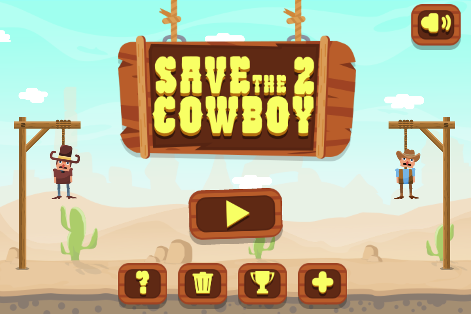 Save the Cowboy 2 Game Welcome Screen Screenshot.