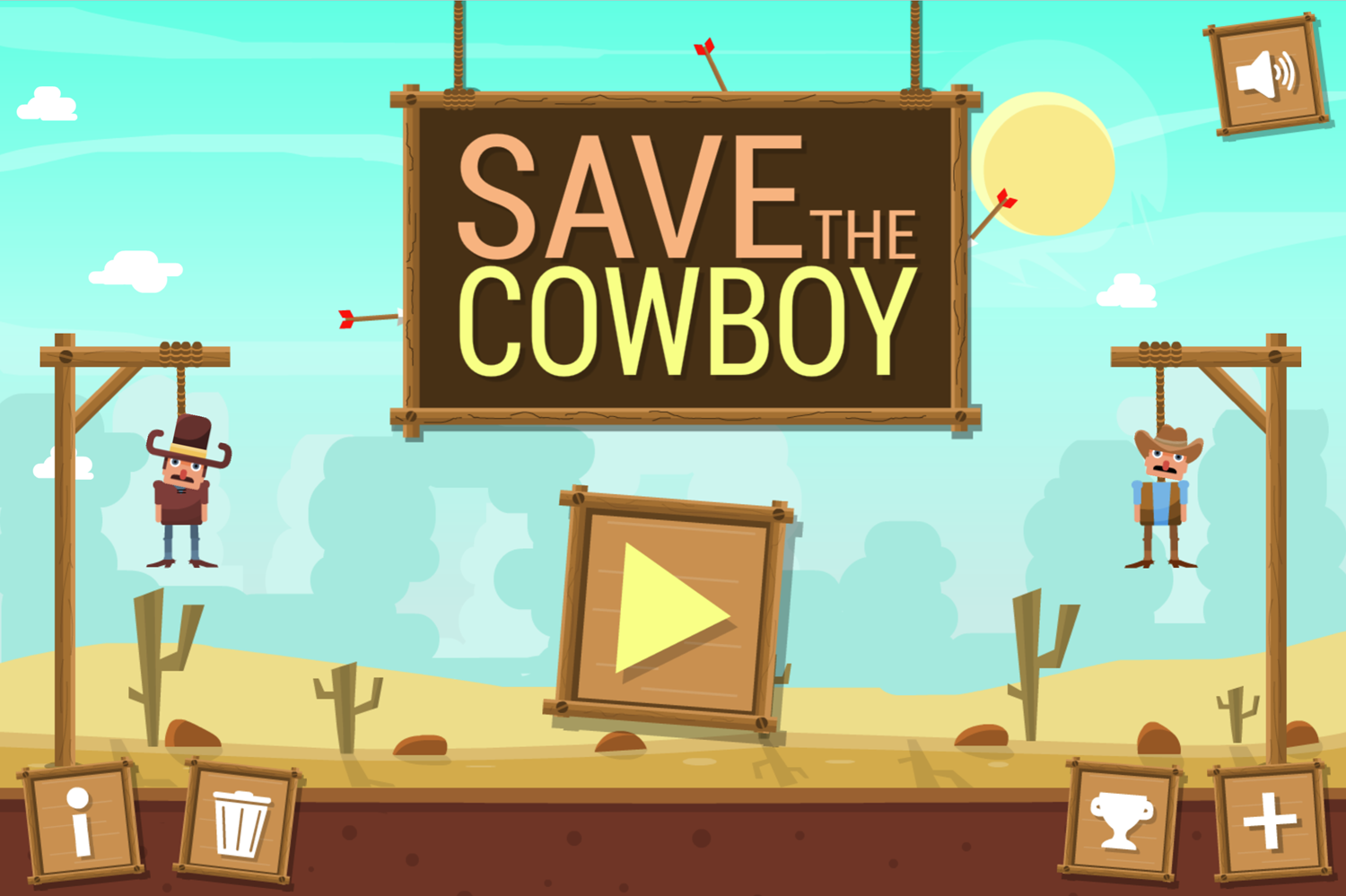 Save the Cowboy Game Welcome Screen Screenshot.