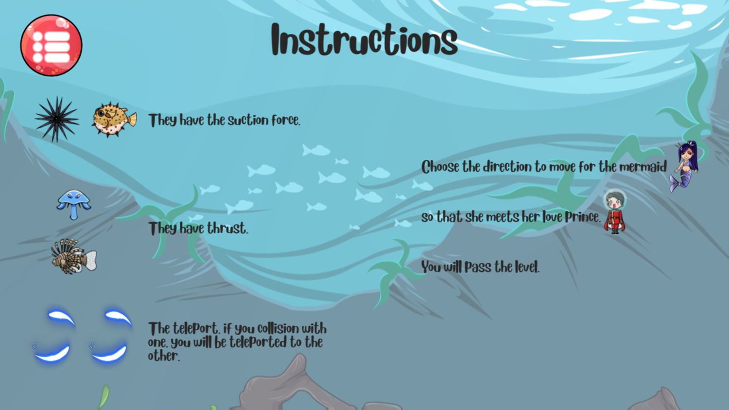 Save The Prince Game Instructions Screenshot.