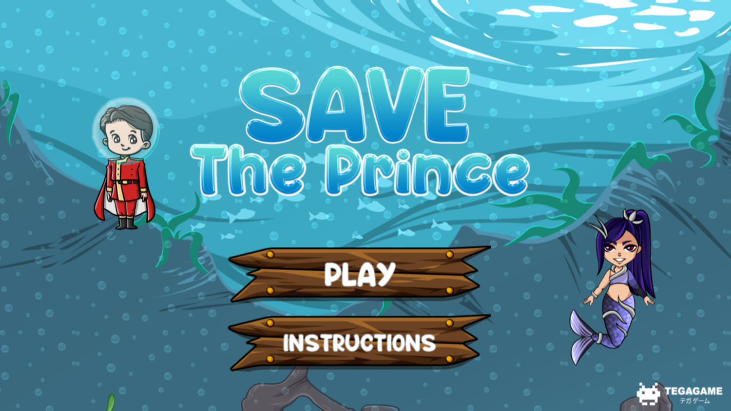 Save The Prince Game Welcome Screen Screenshot.