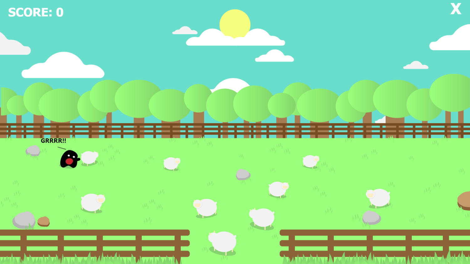 Save the Sheep Game Start Screenshot.