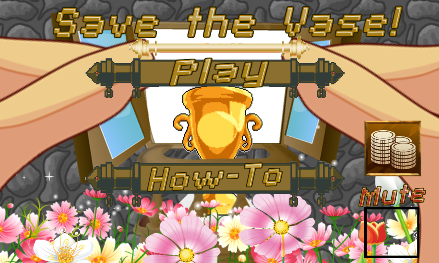 Save The Vase Game Welcome Screen Screenshot.