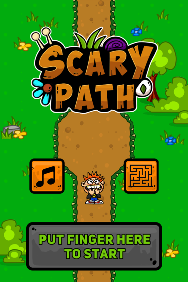 Scary Path Game Welcome Screen Screenshot.