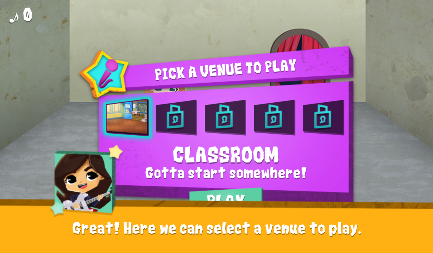 School of Rock Together We Rock Game Select Venue Screenshot.