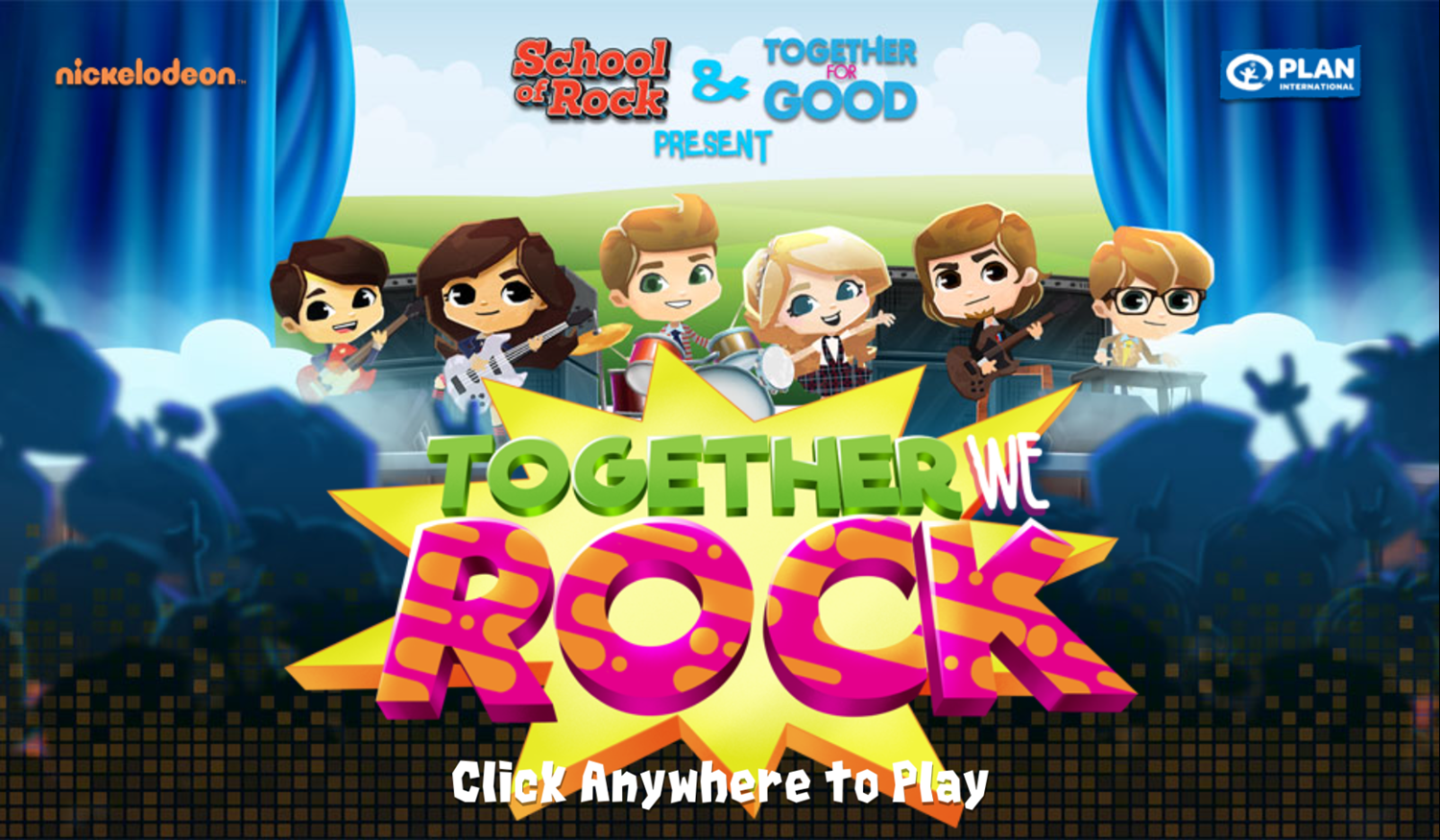 School of Rock Together We Rock Game Welcome Screen Screenshot.