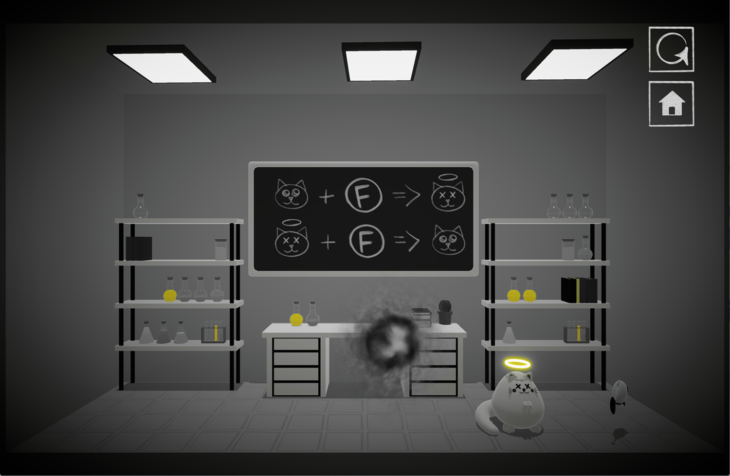 Schrodinger's Dual Cat Game Dead State Screen Screenshot.