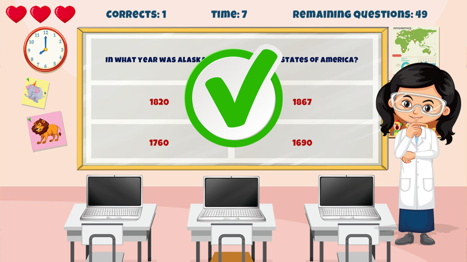 Science Quiz Game Answer Screenshot.