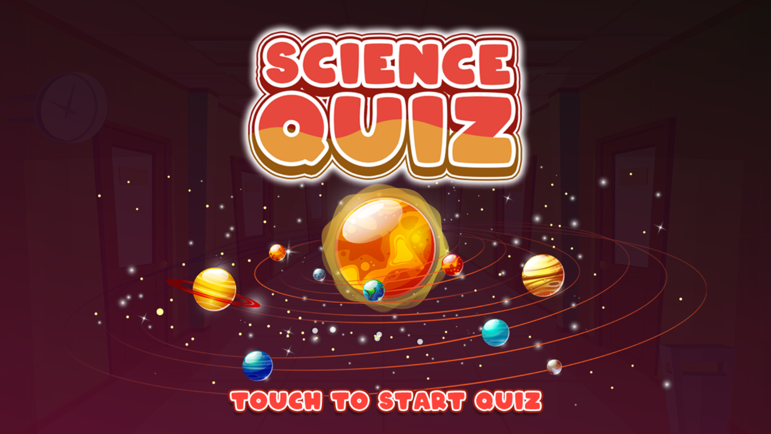 Science Quiz Game Welcome Screen Screenshot.