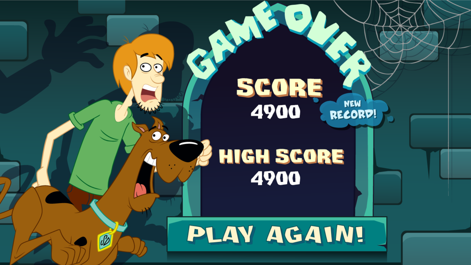 Scooby Doo Castle Hassle Game Over Screenshot.